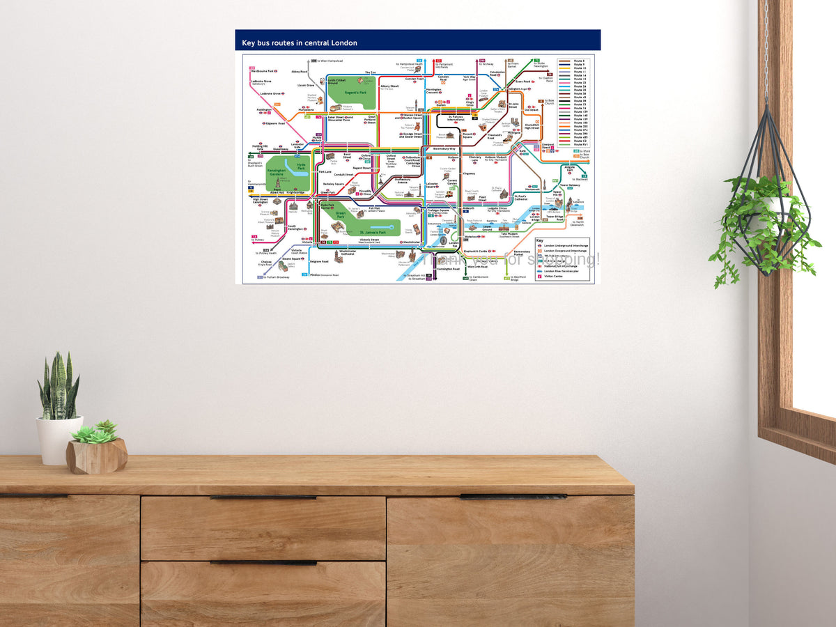 Central London Bus Route Map Poster
