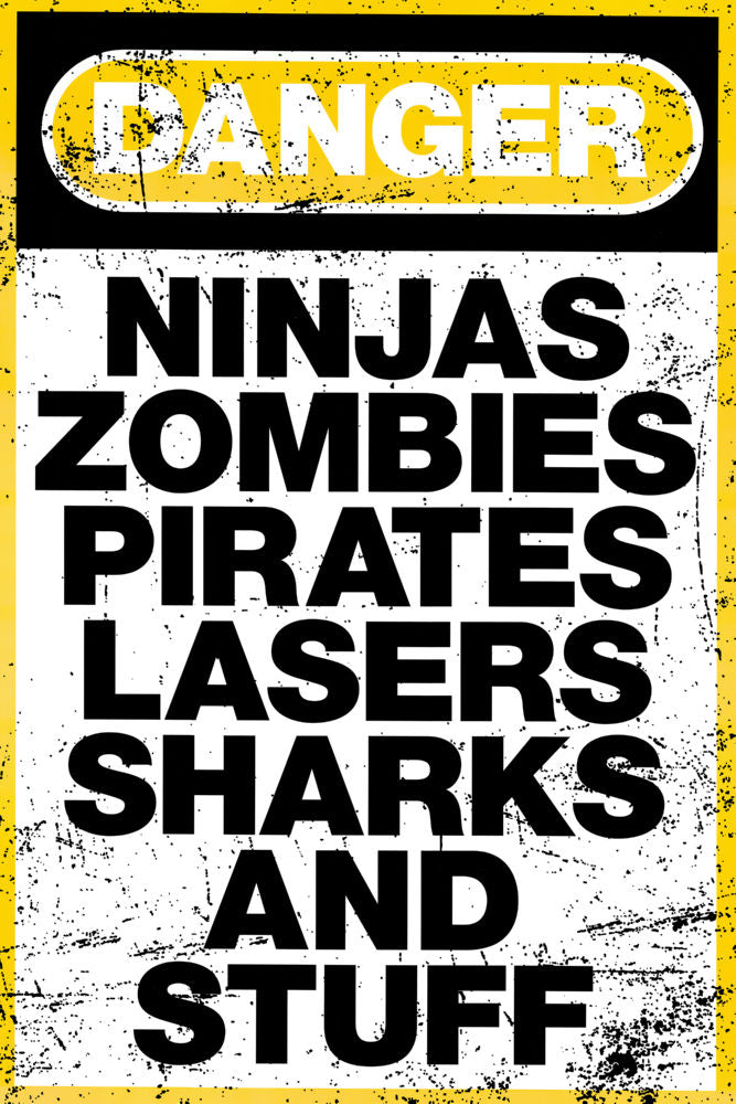 Danger Zombies Warning Humor Poster #892401 27"x40" 27x40 The Poster Depot