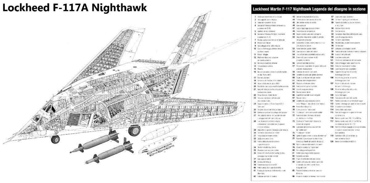 F-117A Nighthawk Cutaway Diagram Poster 16"x24" 16inx24in