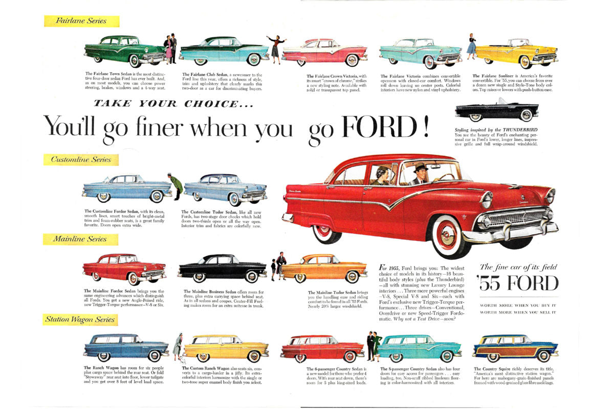 Buy 1955 Ford Car Models Advertisement Poster 16x24 poster The Poster Depot