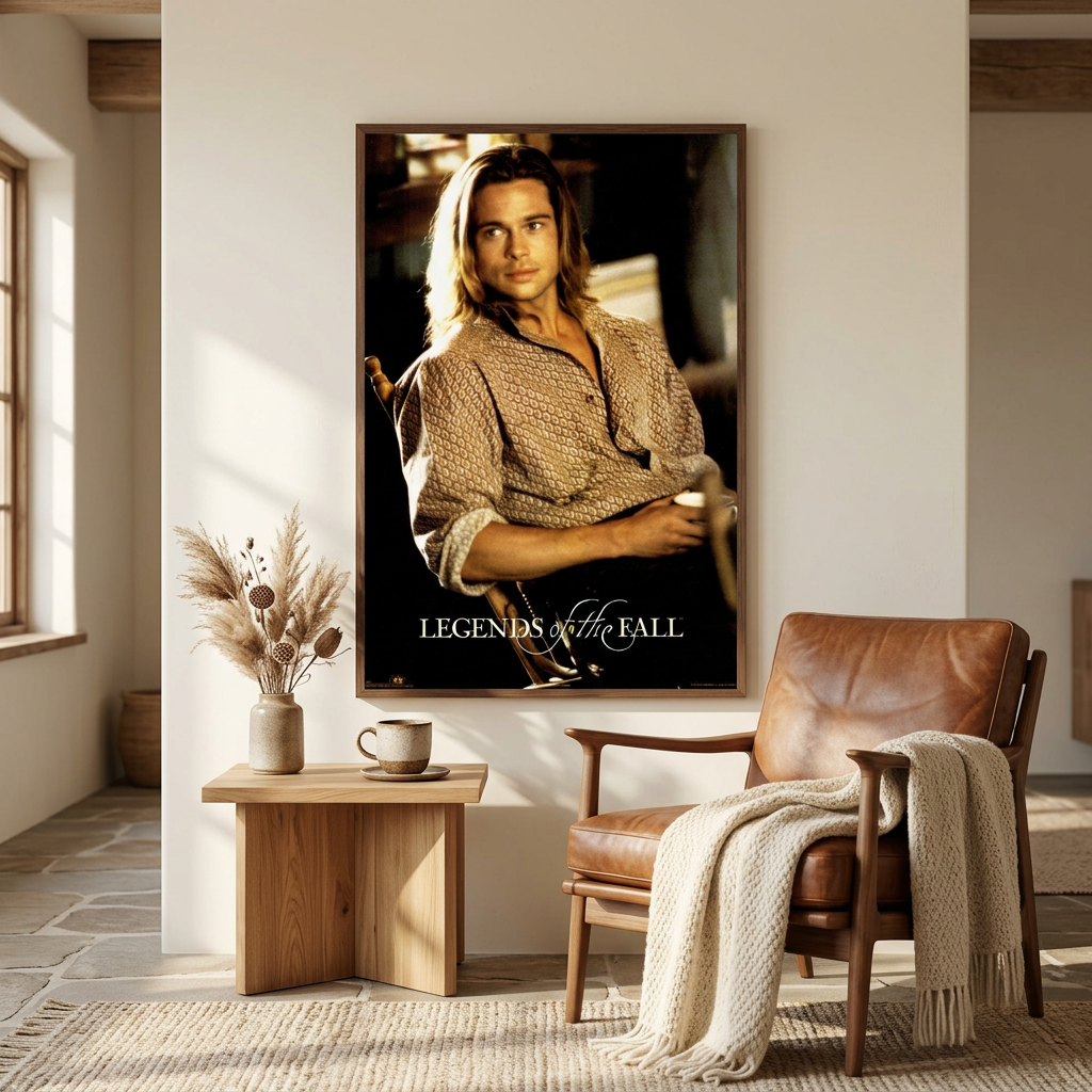 Legends of the Fall poster in a warm rustic-modern living room