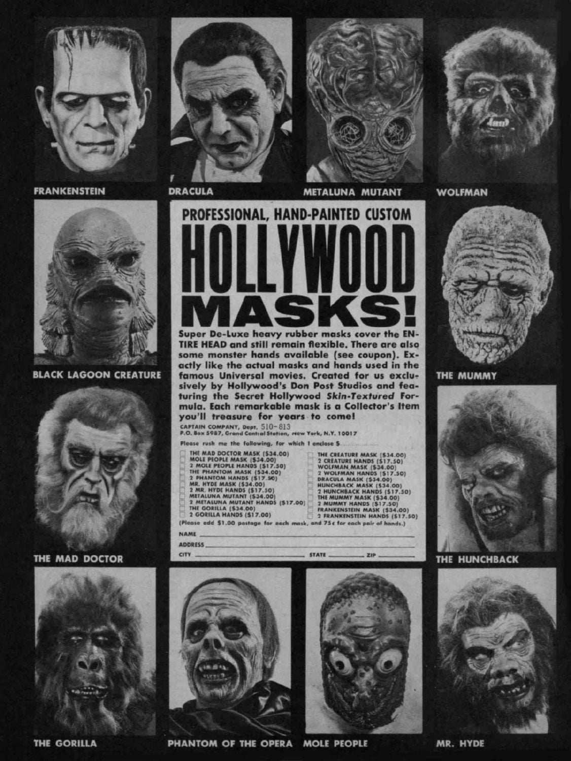 Vintage Halloween Masks Ad Poster 11x17 Inch Print Wall Art Decor The Poster Depot