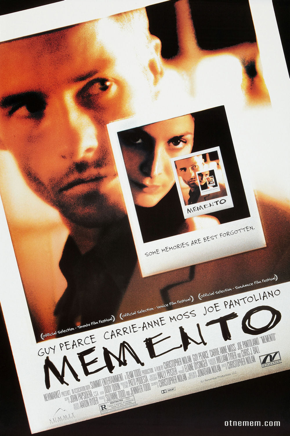 Memento thriller movie poster with fractured tones