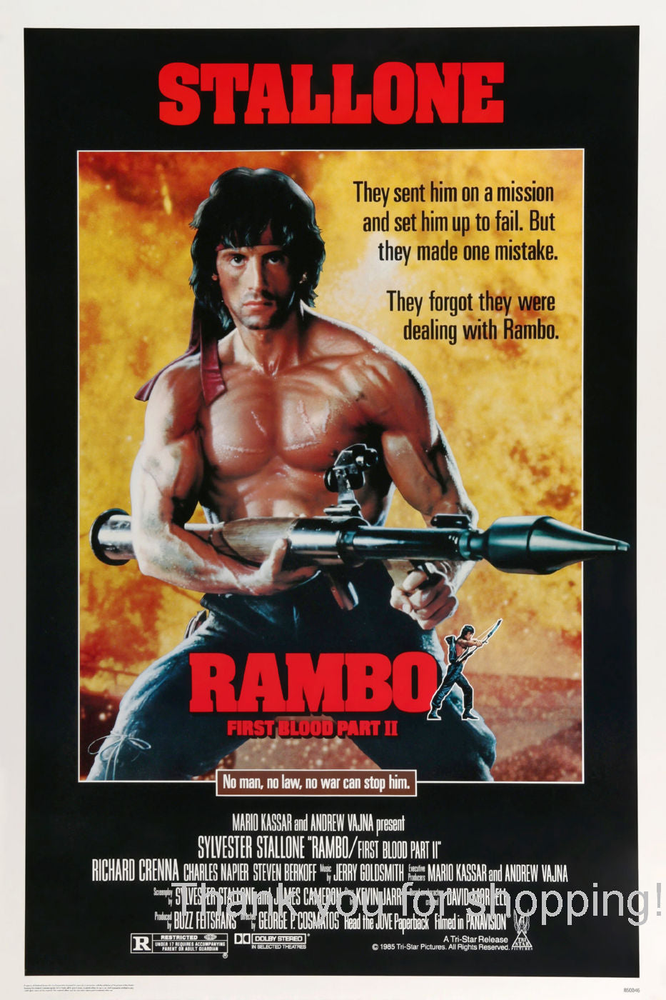 Rambo First Blood Part 2 Movie Poster 11x17 for sale cheap United States USA