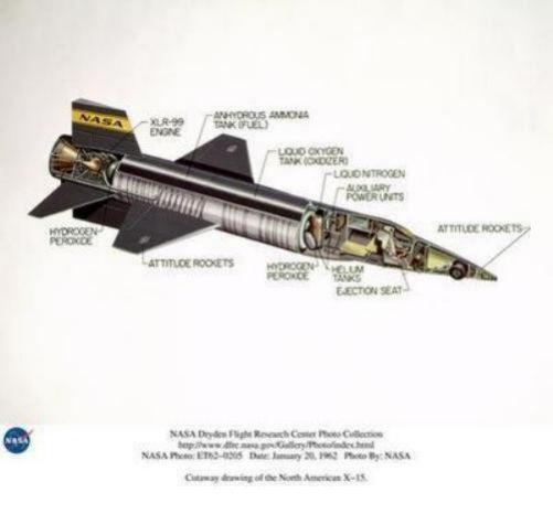 X15 Cutaway Art Diagram Metal Print 8in x 12in