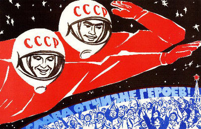 Soviet Propaganda Russian Cosmonauts Art Poster Oversize On Sale United States