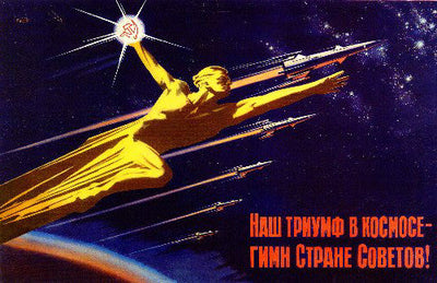 Soviet Propaganda Russian Space Travel Art poster Large for sale cheap United States USA