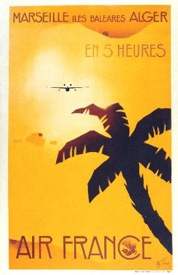 Travel Agency Art Marseille Air France Art Poster 24x36 24inx36in The Poster Depot