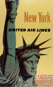 Travel Agency Art New York United Air Lines Art Poster 27"x40" 27x40 Oversize