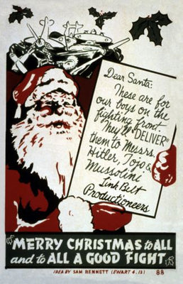 Wwii War Propaganda Merry Christmas Poster Oversize On Sale United States