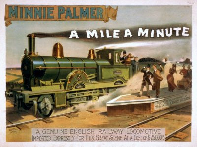 Mile A Minute poster Minnie Palmer Train Railroad Large for sale cheap United States USA