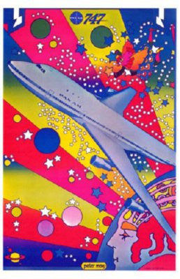 Pan Am Airplane Peter Max Art poster Large for sale cheap United States USA