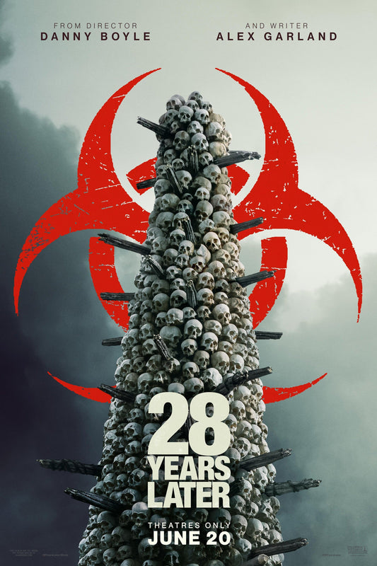 Movie Poster for '28 Years Later' with a biohazard symbol and text for sale.