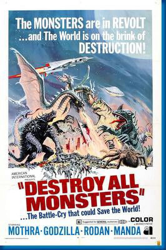 Destroy All Monsters Movie Poster 24Inx36In Art Poster 24x36 Multi-Color Square Adults Best Posters WALMART