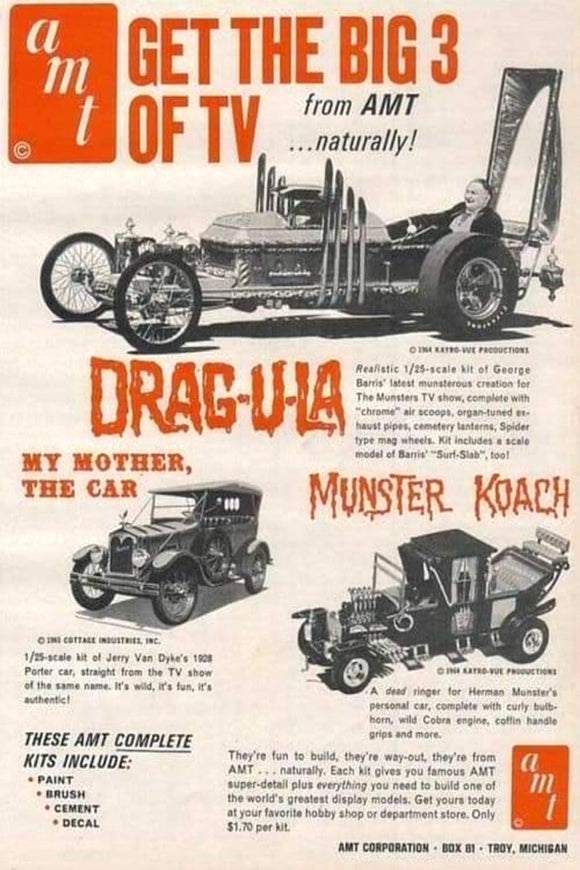 Vintage Model Car Magazine Ad Amt Models Poster 16