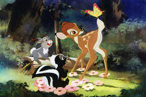 Bambi Thumper Flower Art Poster - 16x24