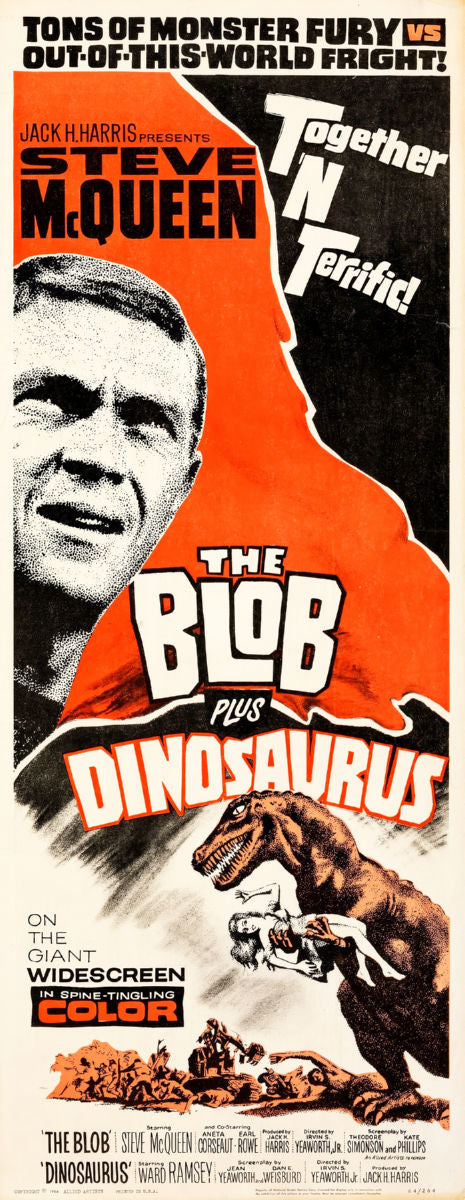 The blob Horror Double Feature Insert Movie Poster 14x36 14"x36" 