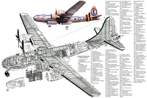 Boeing B29 Cutaway Diagram  Poster 27"x40" 27inx40in