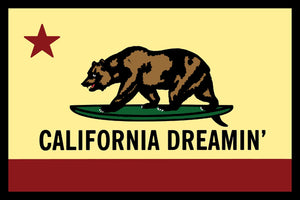 California Dreamin State Of California Flag With Surfboard Poster Choose a size 27"x40" 27x40 Oversize