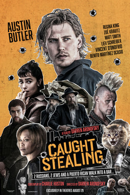 Caught Stealing noir movie poster with shadowed tones