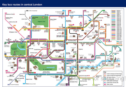 Central London Bus Route Map Poster 11x17 | theposterdepot.com The Poster Depot