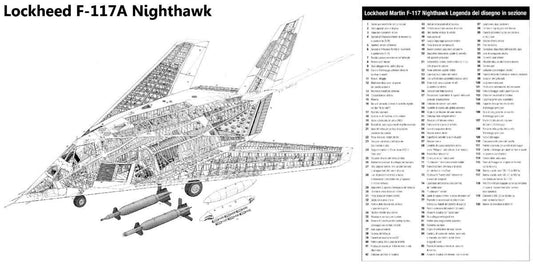 F-117A Nighthawk Cutaway Diagram 11x17 poster for sale cheap United States USA