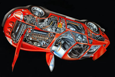 Ferrari 250 GTO Cutaway Poster - 27"x40" The Poster Depot