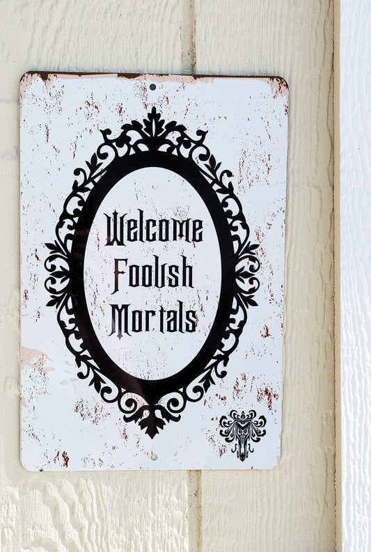 Welcome Foolish Mortals Halloween Metal Poster Haunted Mansion Metal Print The Poster Depot