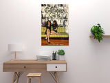 Gilmore Girls poster featuring Lorelai and Rory with Stars Hollow backdrop
