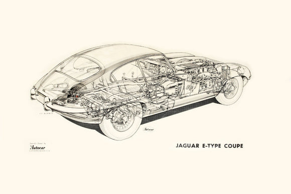 jaguar e-type cutaway Poster 11x17 