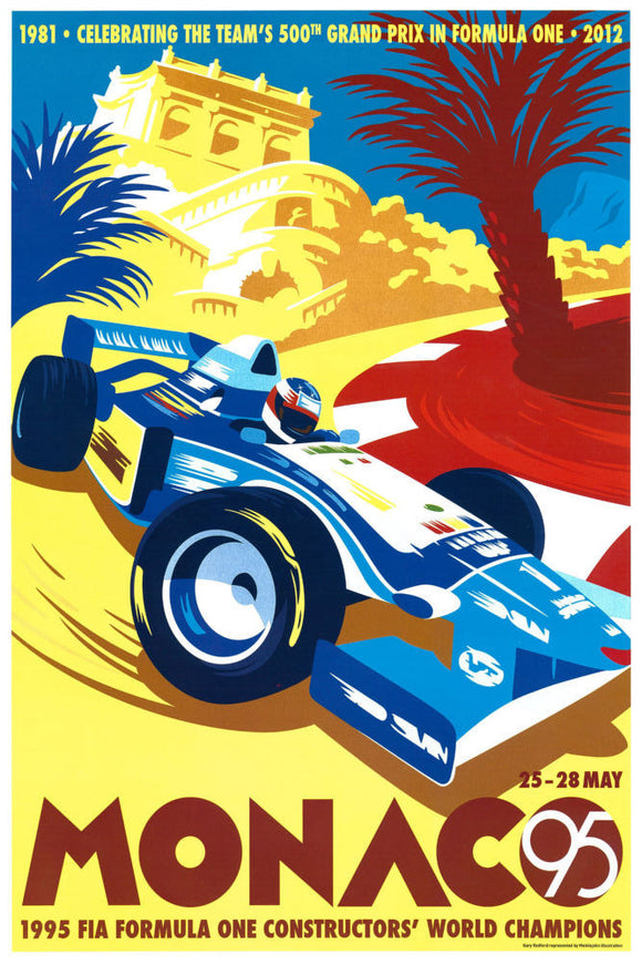 Monaco Gp Vintage Art 1995 Poster - 27x40