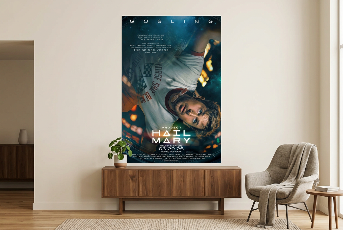 Project Hail Mary XXL poster in a styled room