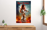 Red Sonja fantasy movie poster with fiery tones