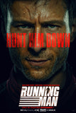 Running Man sci-fi movie poster with neon tones