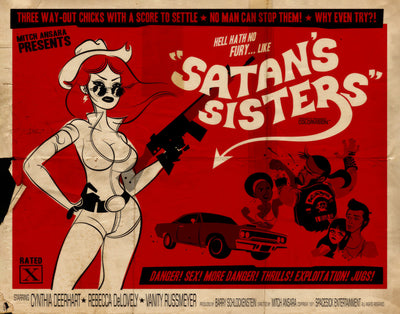 Satan's Sisters Movie Poster 11"x14" Parody Poster Grindhouse Pinup Art Piece
