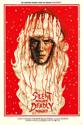 Silent Night Deadly Night horror movie poster with chilling tones
