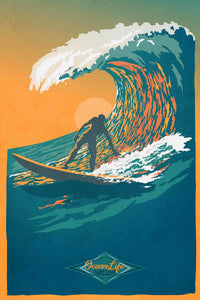Surfing Wave Ocean Life Surf Life Retro Art Poster - 11x17