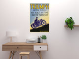 Triumph Motorcycles poster featuring classic bike and bold styling