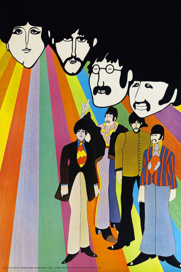 Yellow Submarine Movie Poster featuring surreal visuals and Beatles iconography
