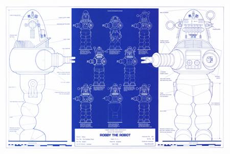(24inx36in ) Robby The Robot Blueprint Poster