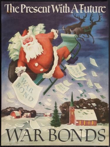 War Propaganda Santa Claus War Bonds Poster 24in x 36in