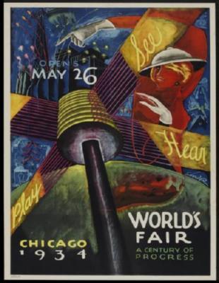 Chicago Worlds Fair poster tin Metal Print Wall Art