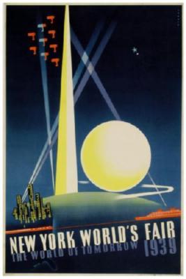 New York Worlds Fair 1939 Photo Sign 8in x 12in