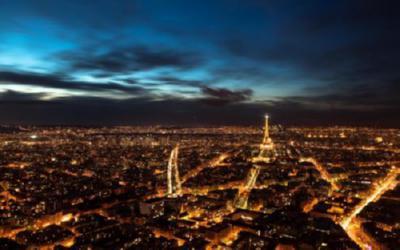 Paris At Night Skyline Metal Poster Wall Art 8in x 12in 12"x16" The Poster Depot