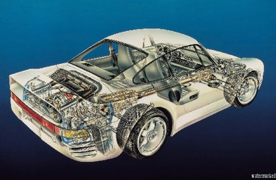 Porsche 959 Racutaway Mini Poster 11X17 in Mail/storage/gift tube