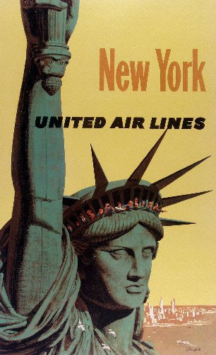Travel Agency Art New York United Air Lines 11inx17in Mini Art Poster The Poster Depot