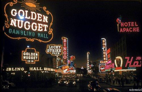 Vintage Vegas Lights Photo Sign 8in x 12in