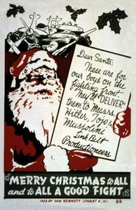 Wwii War Propaganda Merry Christmas poster tin sign Wall Art