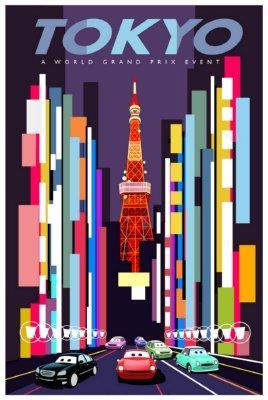 Cars 2 Tokyo Metal Print 8in x 12in