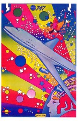 Pan Am Airplane Peter Max Art poster tin sign Wall Art